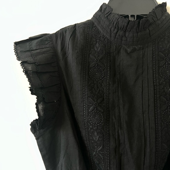 Cleobella Venita Mini Dress Black, black mini dress, smocked, ruffle hem, tiered - Picture 5 of 11